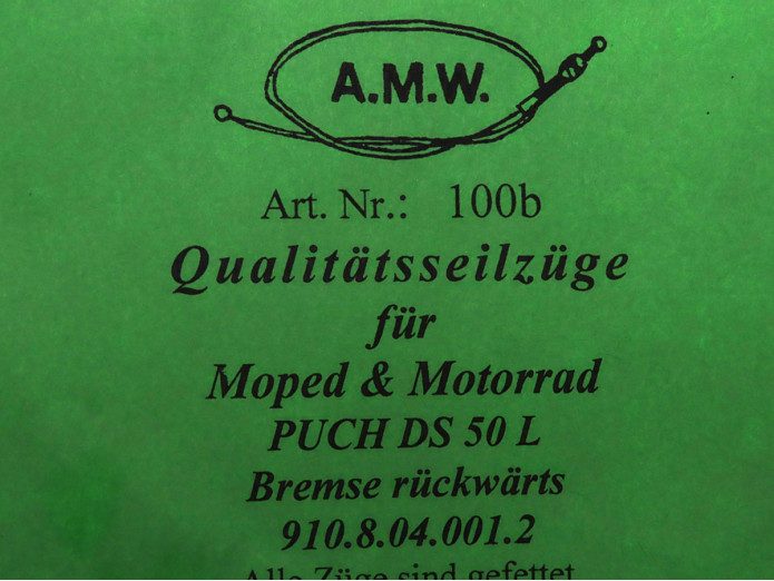 Bowdenzug Puch DS50 L Bremszug hinten A.M.W. 